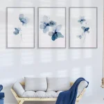 تابلو سه تکه گل مدرن آبرنگی کد SH2079