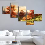 تابلو نقاشی طرح پاییز 5 تکه  کد TA1204 - تصویر 2