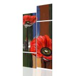 تابلو نقاشی طرح گل شقایق 4 تکه  کد TA2403 - تصویر 3