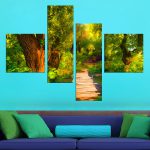 تابلو نقاشی منظره طبیعت 4 تکه  کد TA0304