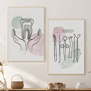 تابلو دکوراتیو مطب دندانپزشکی لاین آرت